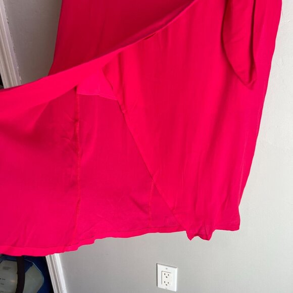 J.O.A Just One Answer Heidi Faux Wrap Midi Pencil Skirt MEDIUM Hot Pink - Picture 3 of 9